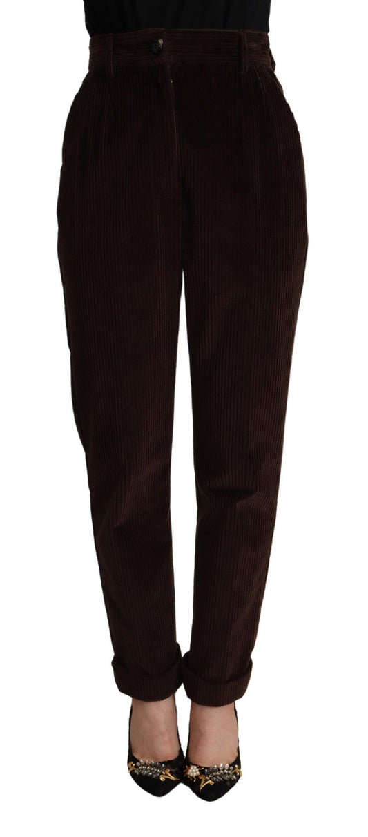 Elegant Bordeaux High-Waisted Corduroy Pants