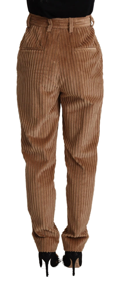 Elegant High-Waisted Tapered Corduroy Pants