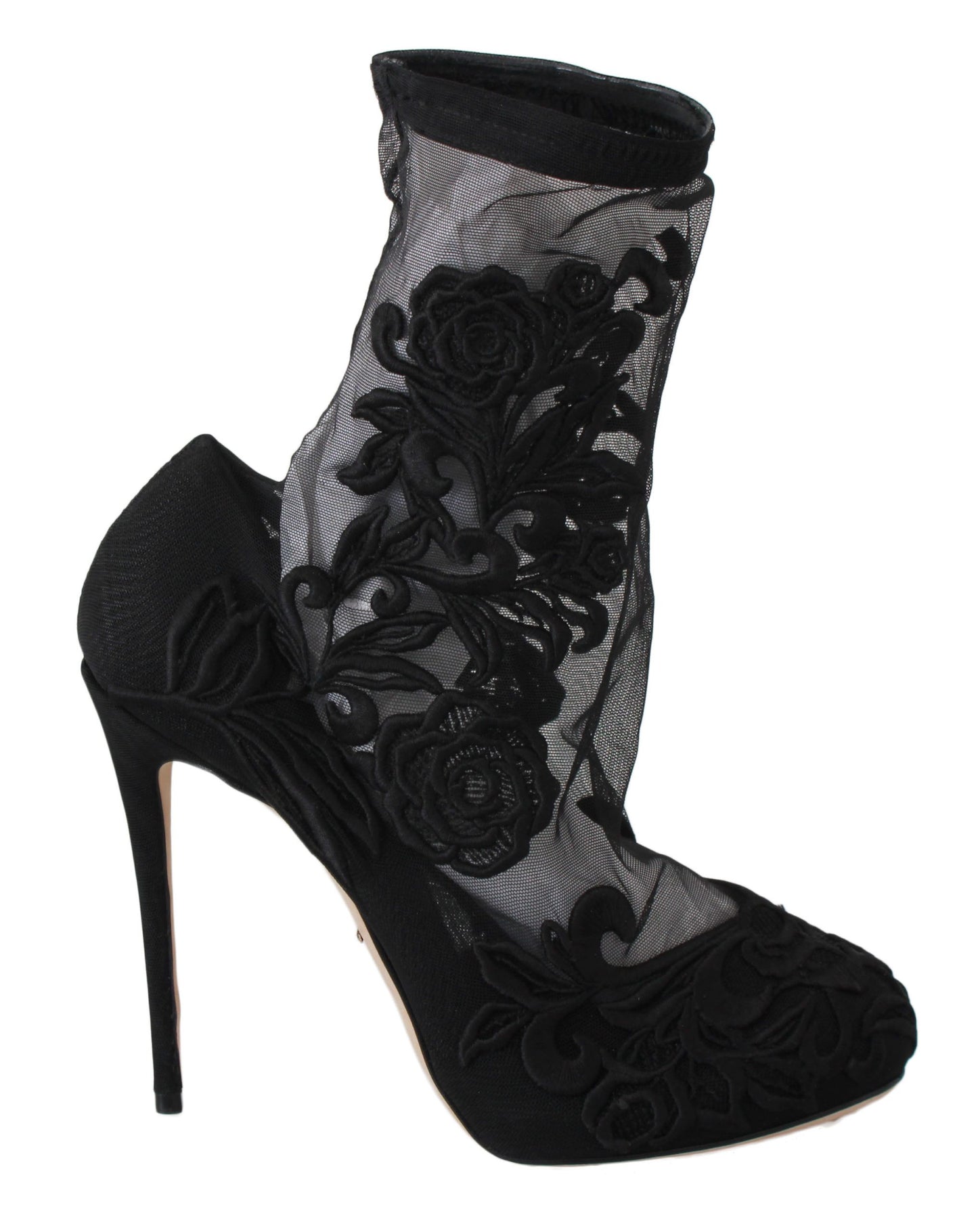Black Roses Stilettos Booties Socks Shoes