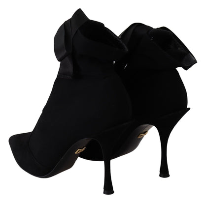 Elegant Black Ankle Heel Boots with Leather Sole