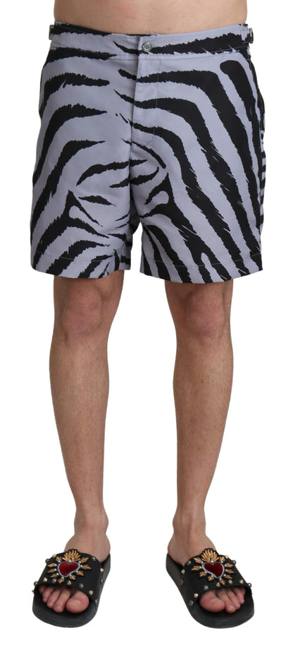 Gray Zebra Print Beachwear Shorts