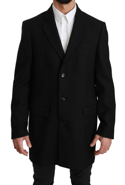 Elegant Black Wool Formal Blazer