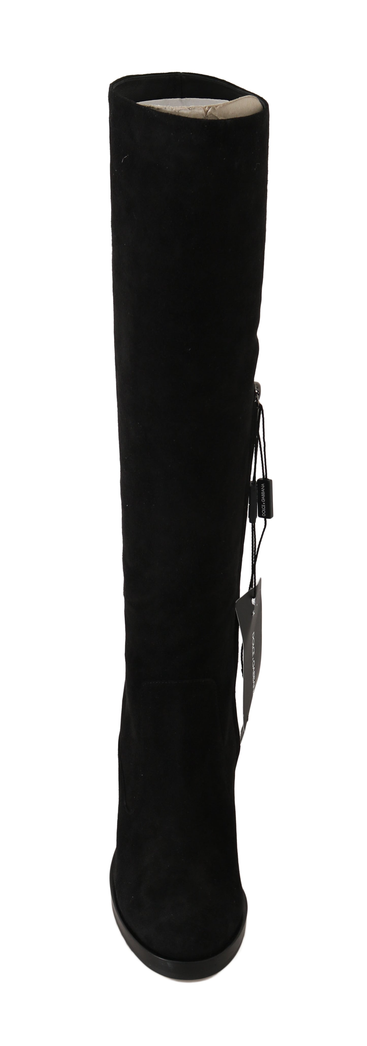 Black Suede Leather Knee High Boots