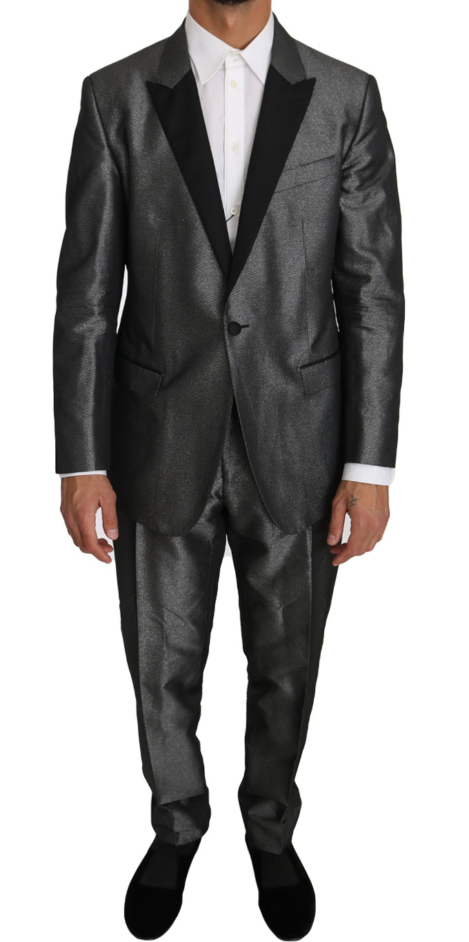 Elegant Gray Patterned Martini Suit