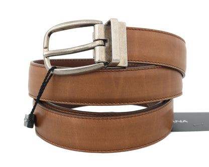 Brown Leather Gray Vintage Buckle Belt