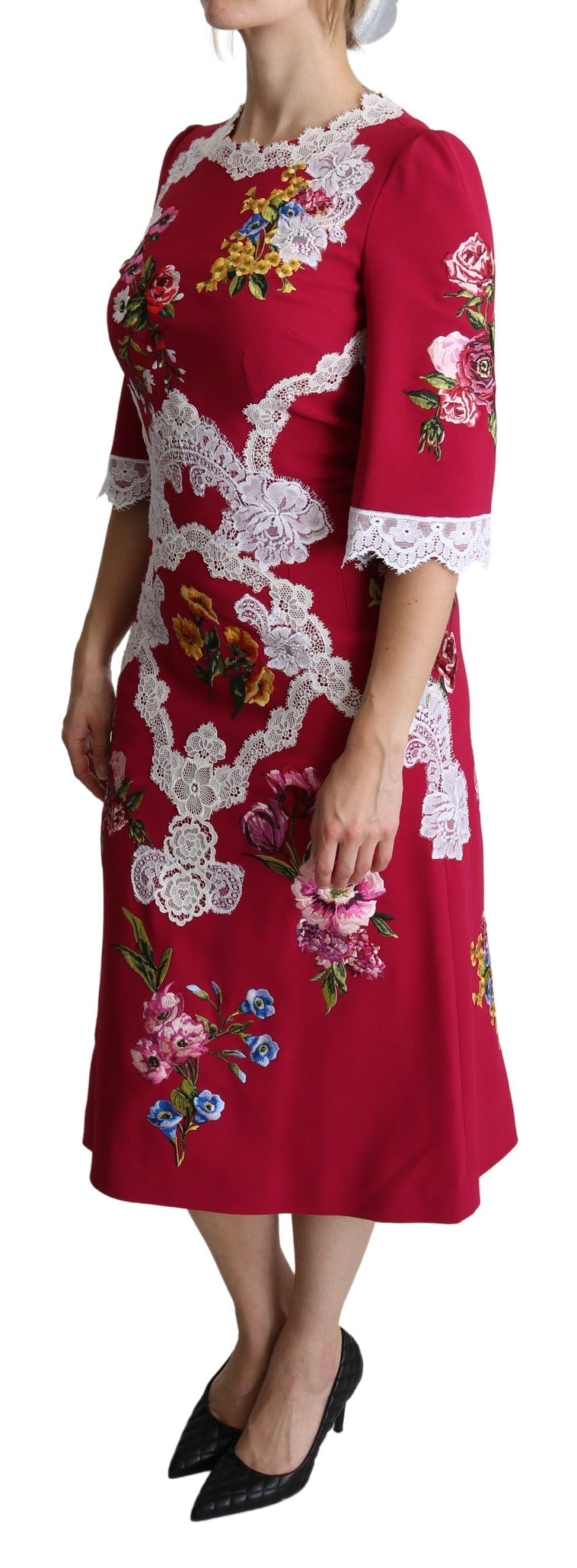 Floral Embroidered Sheath Midi Dress