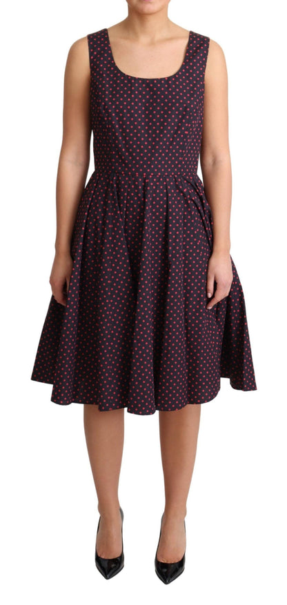 Chic Polka Dotted A-Line Sleeveless Dress