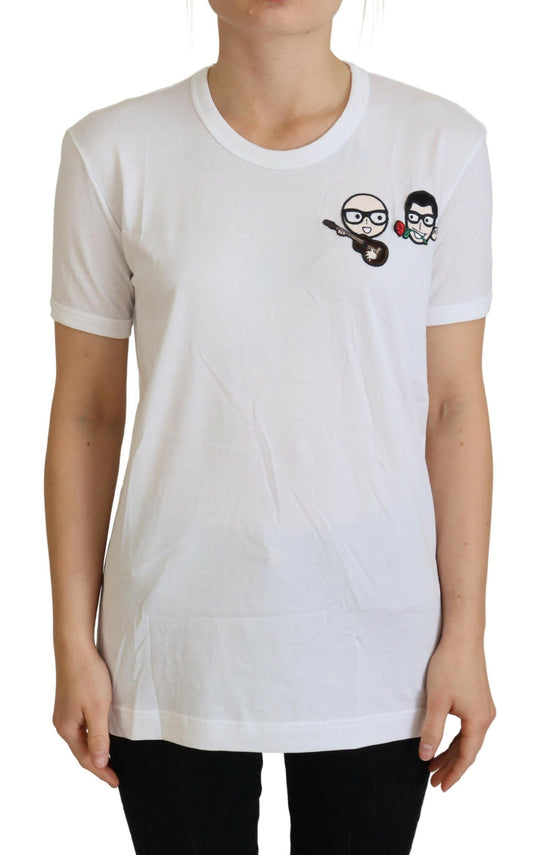 Elegant White Crewneck Cotton T-Shirt