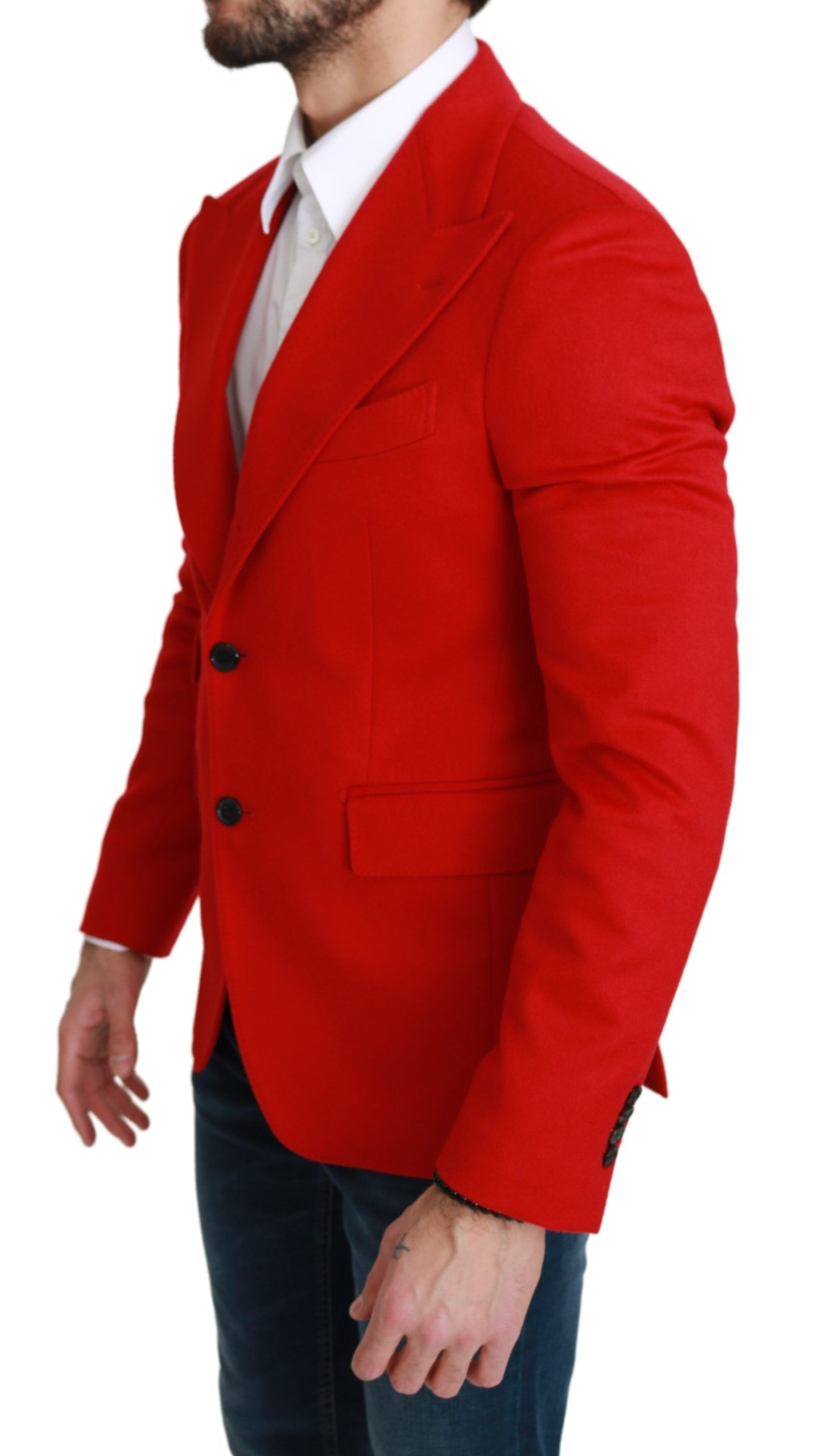 Red Cashmere Slim Fit Coat Jacket Blazer