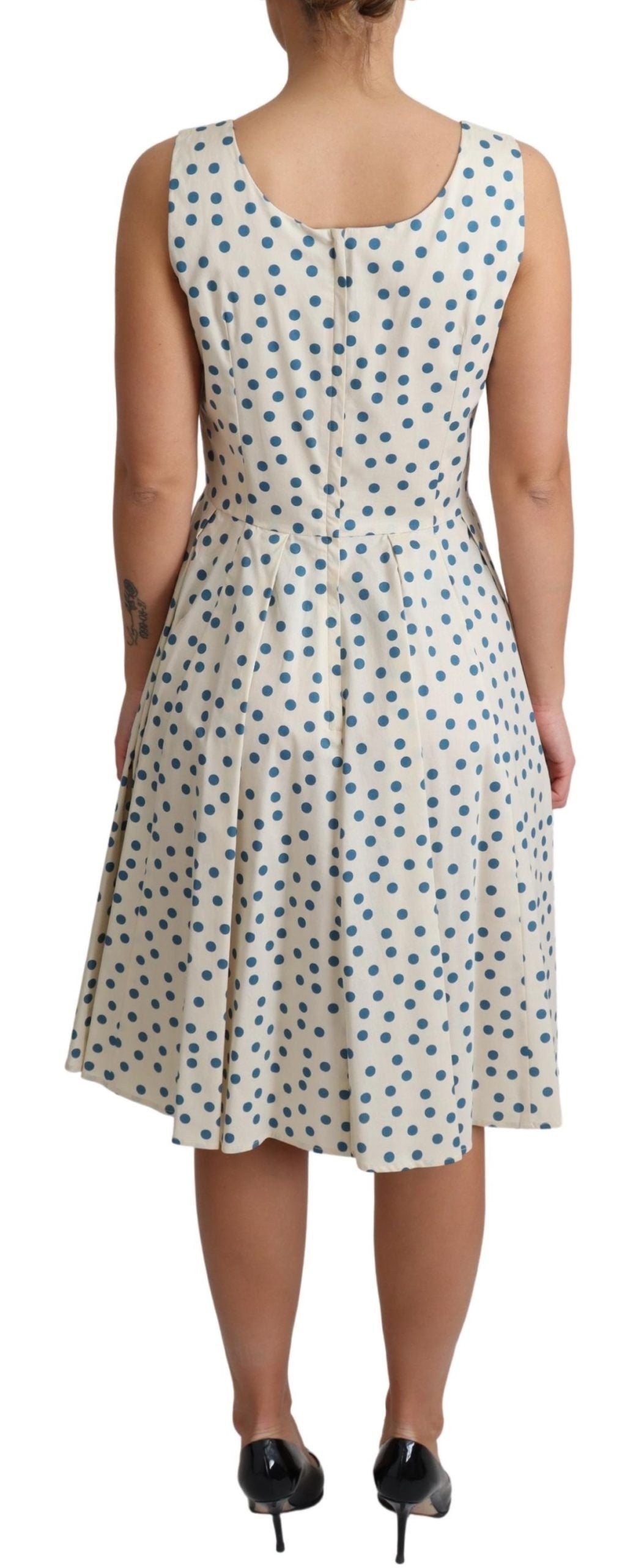 Beige Dotted Cotton A-Line Gown Dress