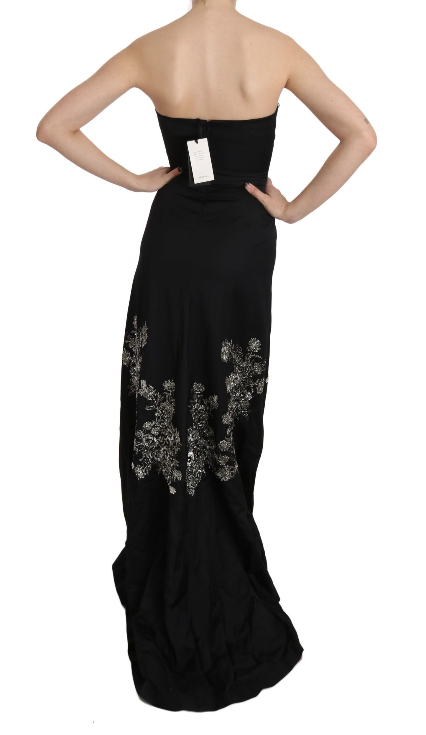 Black Sequined Flare Ball Gown Dress