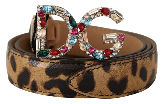 Elegant Crystal-Embellished Leopard Belt
