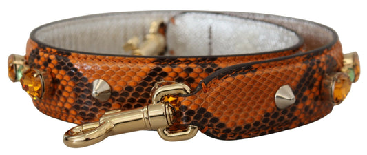 Chic Orange Leather Bag Strap with Gold-Tone Clasps