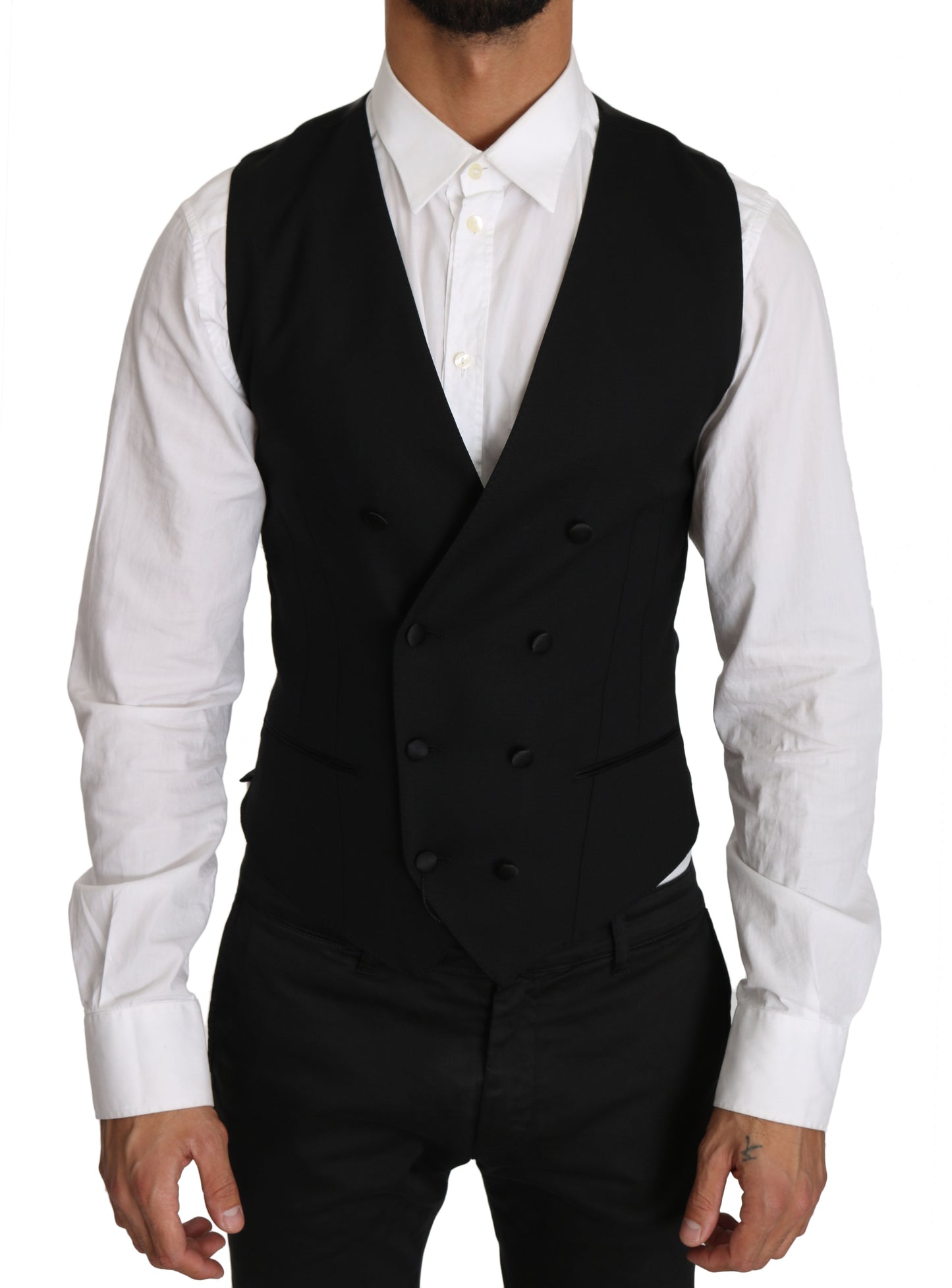 Sleek Double Breasted Slim Fit Wool Vest