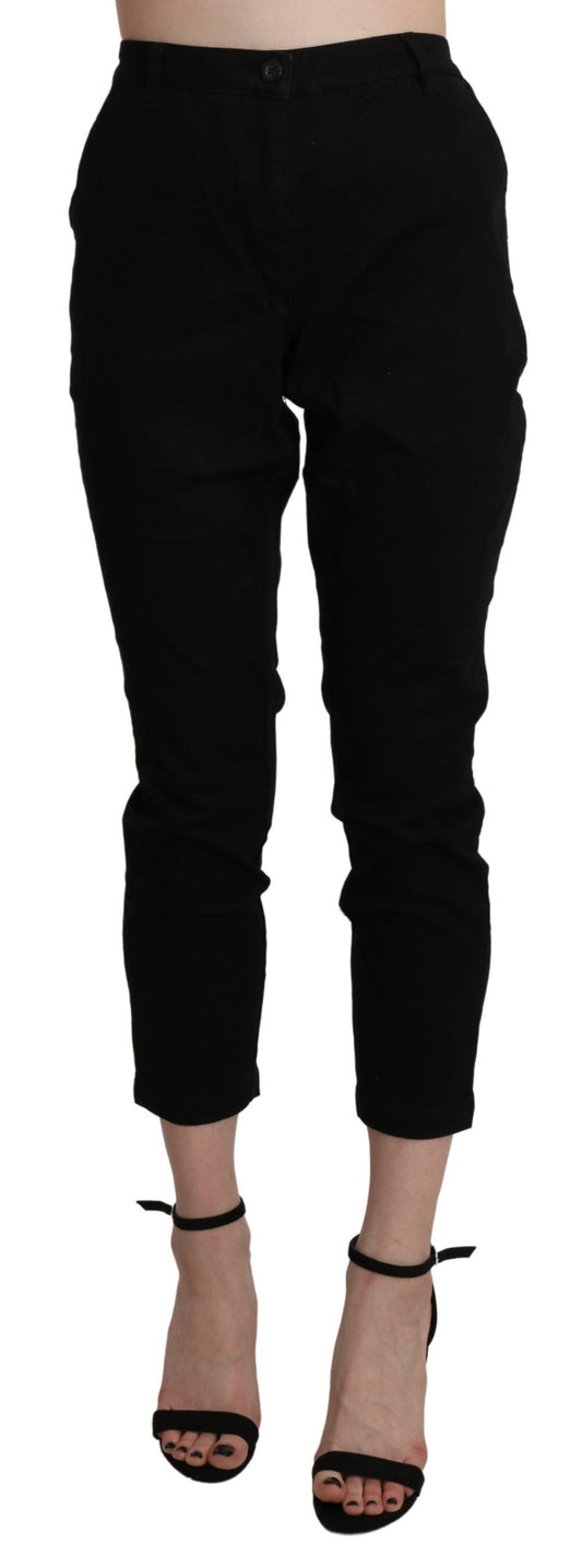 Chic High Waist Cropped Black Jeans