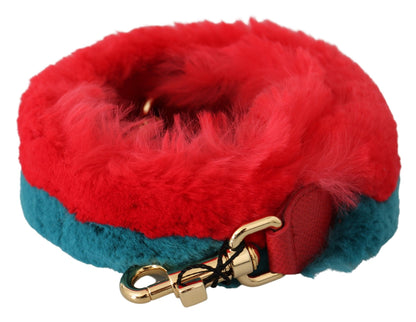 Red Blue Rabbit Fur Leather Shoulder Strap