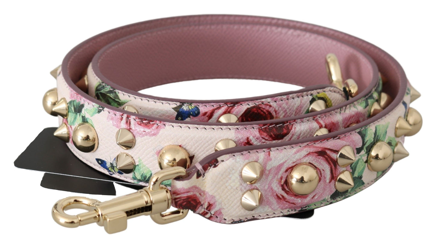 Pink Floral Leather Stud Accessory Shoulder Strap
