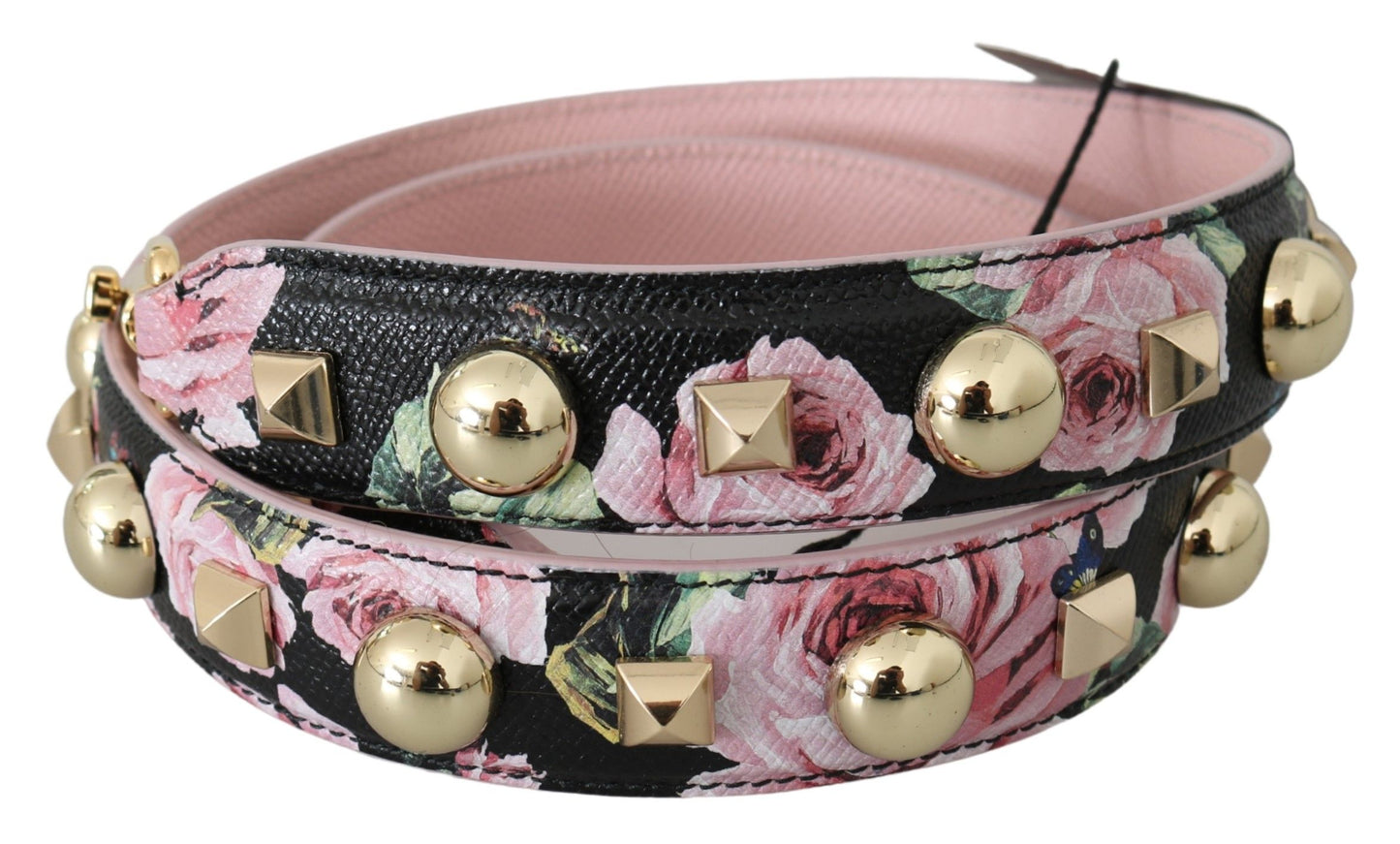 Pink Floral Leather Stud Accessory Shoulder Strap