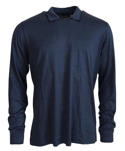 Sophisticated Silk Polo Sweater in Blue
