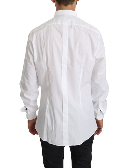 Elegant White Cotton Gold Fit Shirt