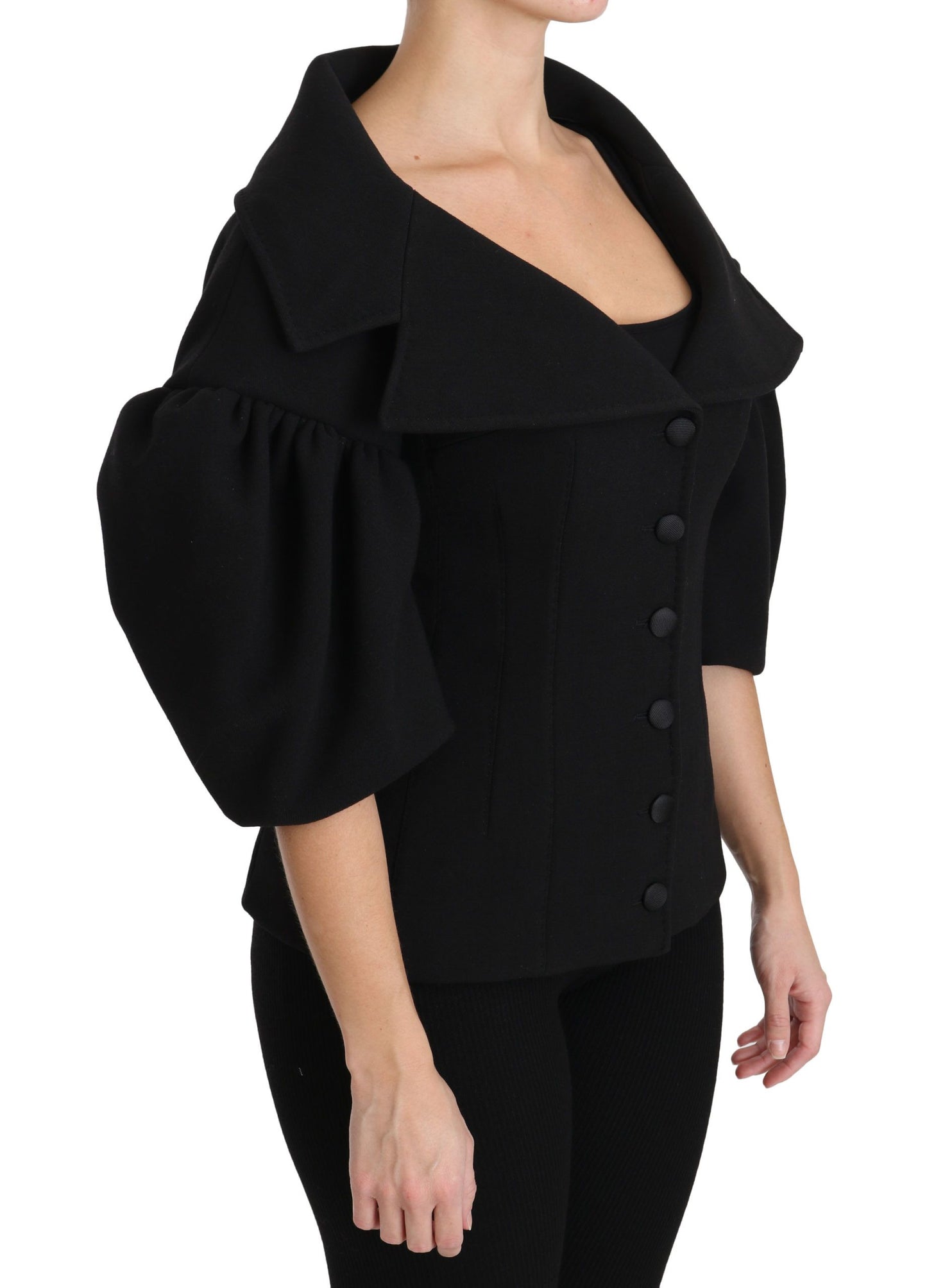 Elegant Black Virgin Wool Coat