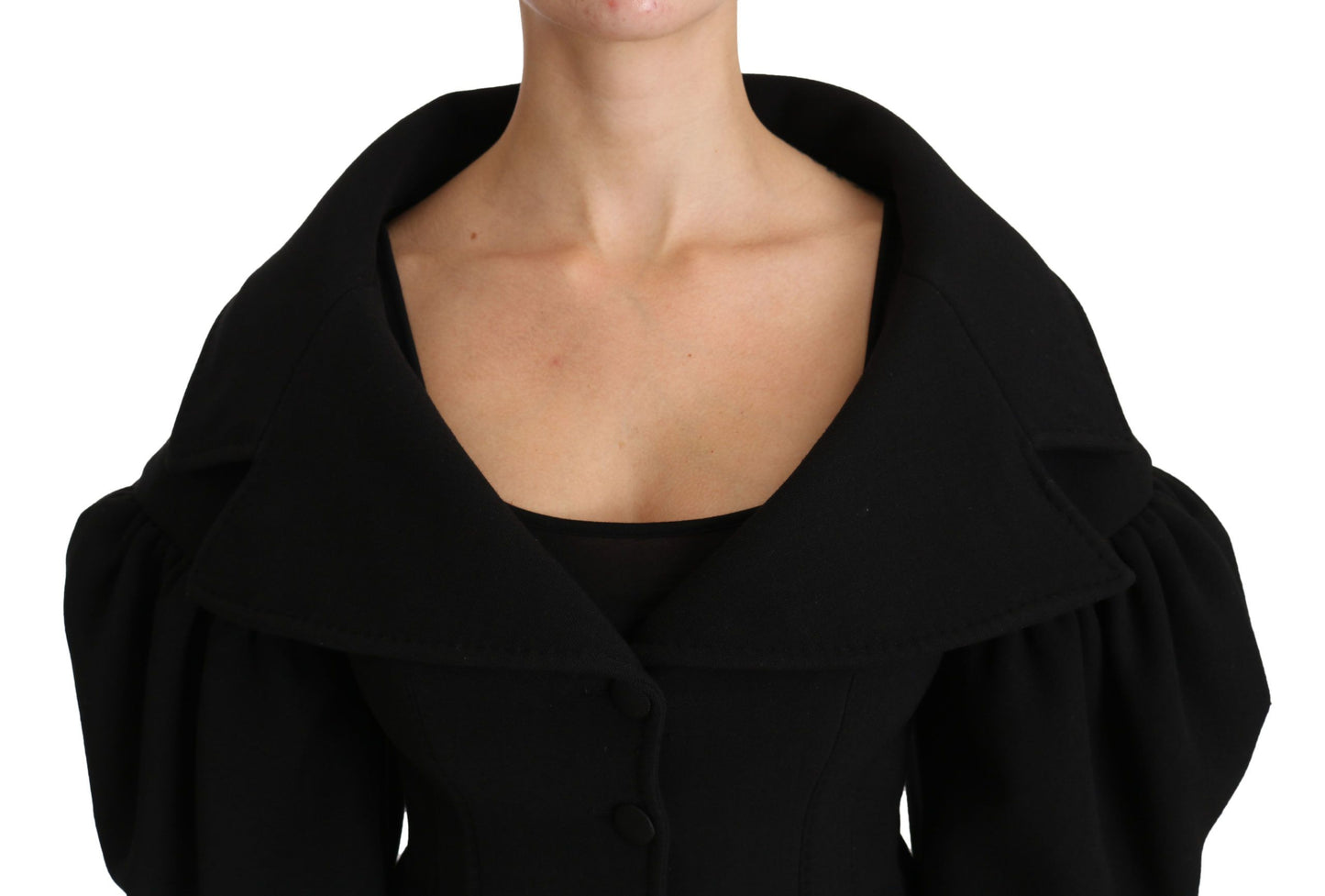 Elegant Black Virgin Wool Coat