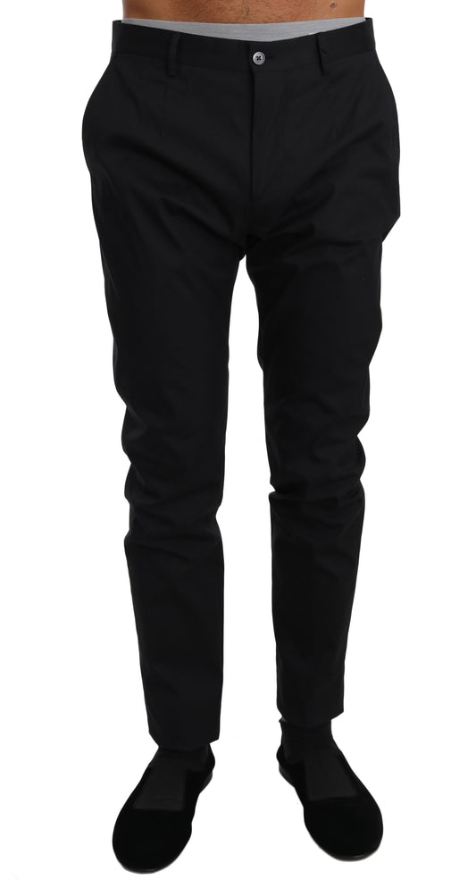 Elegant Black Formal Wool-Blend Trousers