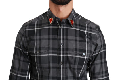 Gray Checkered Heart Collar MARTINI Shirt