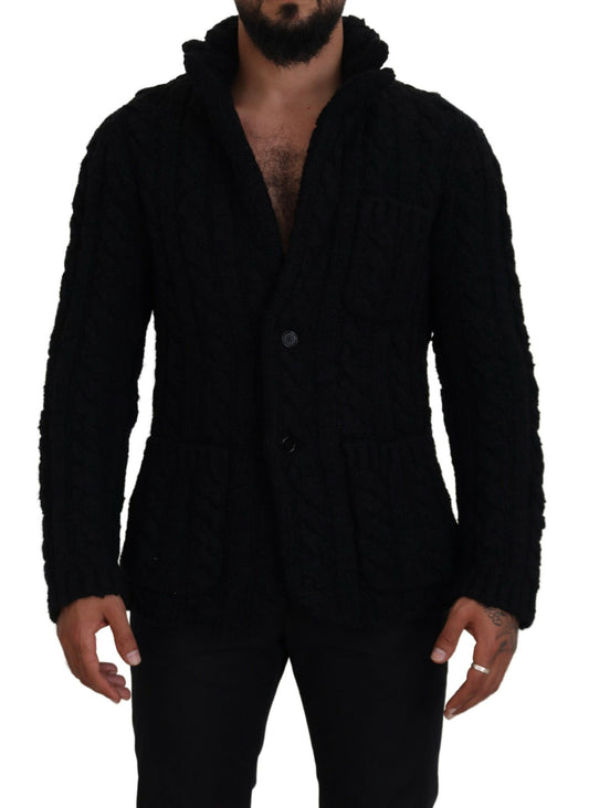 Elegant Black Wool-Cashmere Blend Cardigan