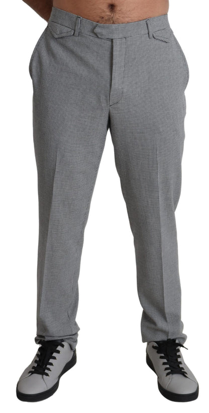Elegant Checkered Wool Formal Trousers