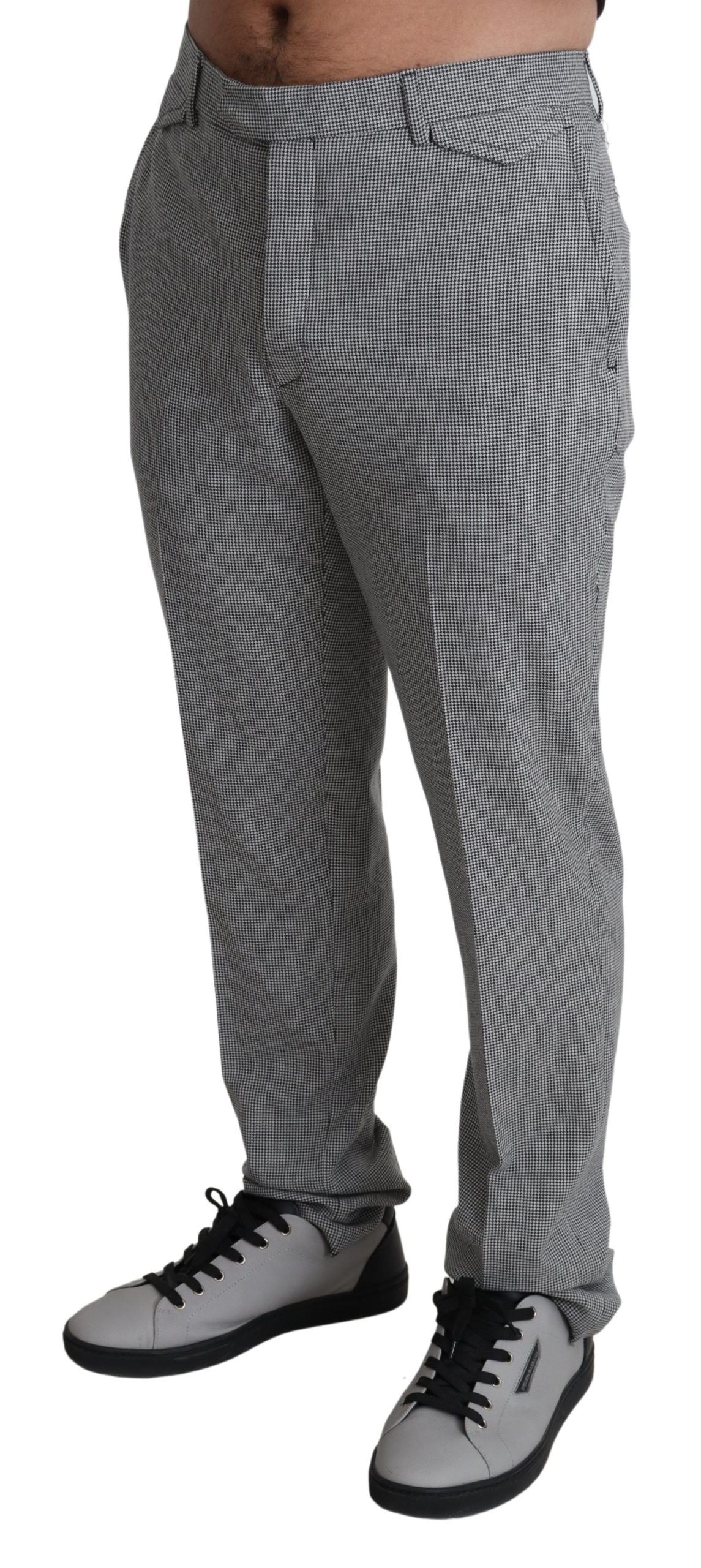 Elegant Checkered Wool Formal Trousers