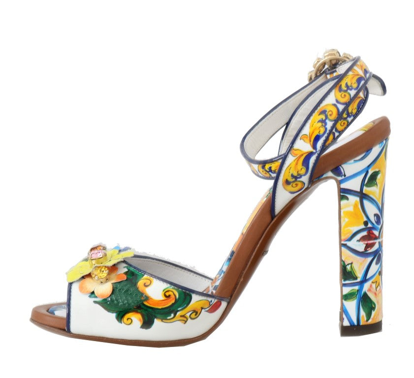 Multicolor Majolica Leather Crystal Shoes