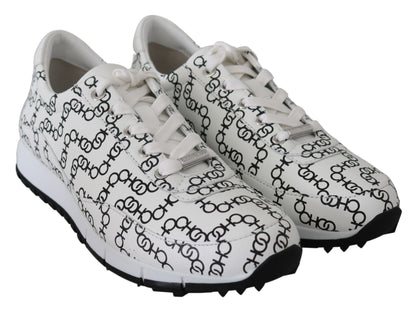 White and Black Leather Monza Sneakers