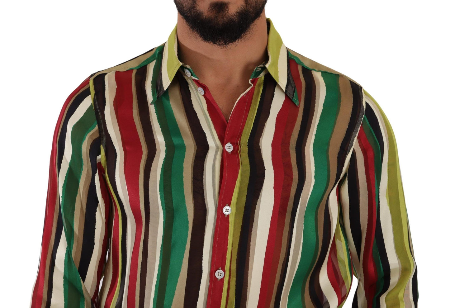 Elegant Multicolor Striped Silk Blend Shirt