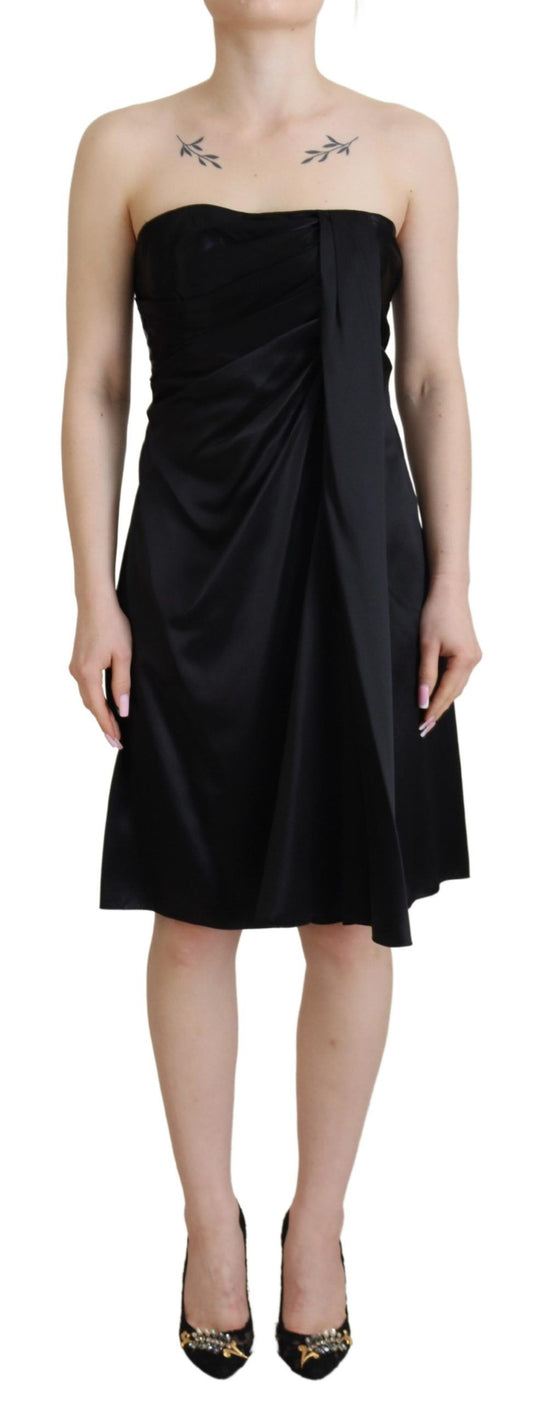 Elegant Black Silk Mini Sleeveless Dress