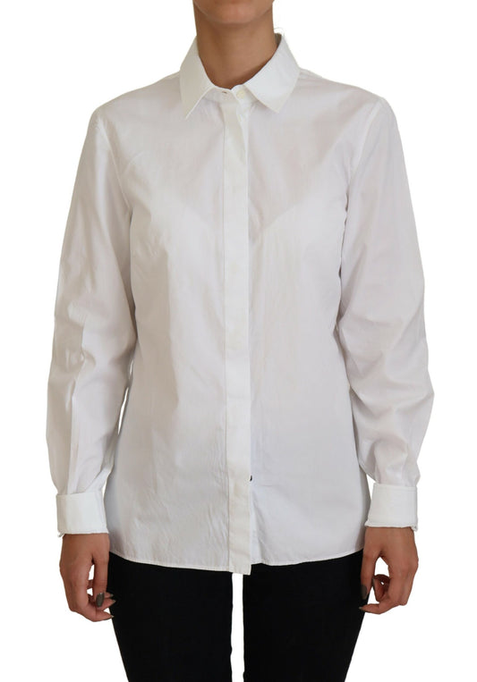 Elegant White Cotton Button-Up Top