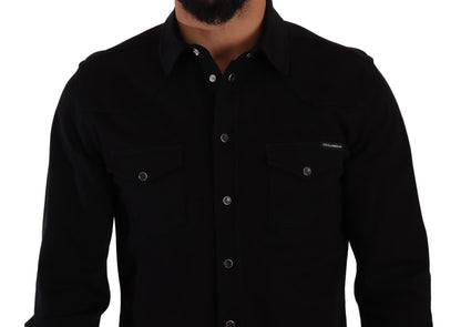 Slim Fit Casual Black Designer Shirt