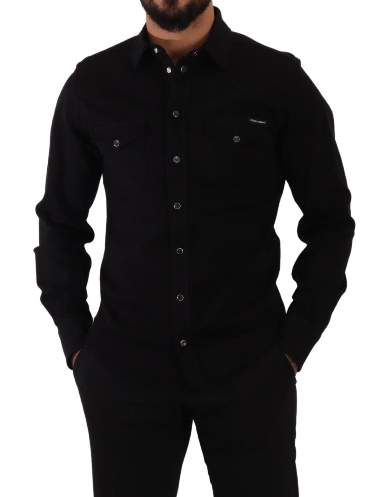 Slim Fit Casual Black Designer Shirt
