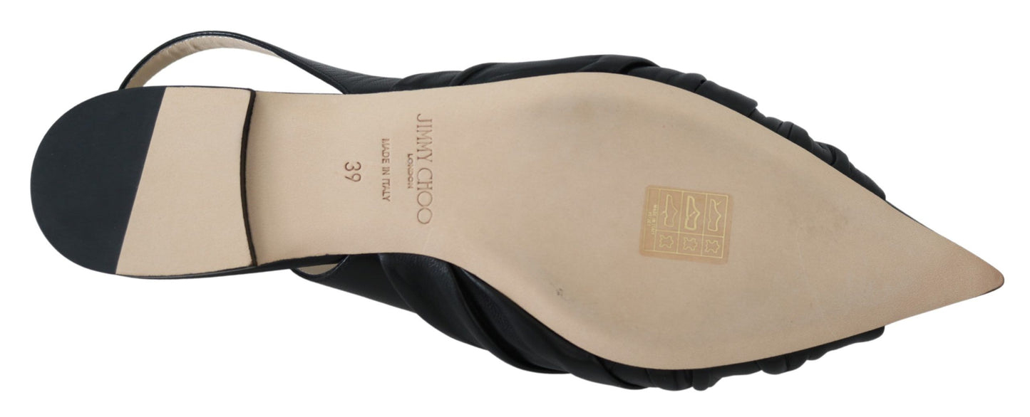 Black Leather Annabell Flat Shoes