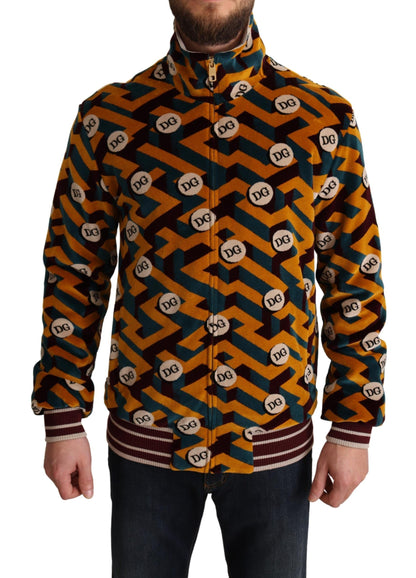 Multicolor Velvet DG Logo Mens Sweater Jacket