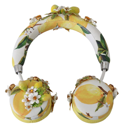 Yellow Lemon Crystal Floral Headset Headphones
