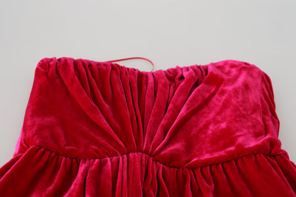 Enchanting Strapless Midi Dress in Dark Pink
