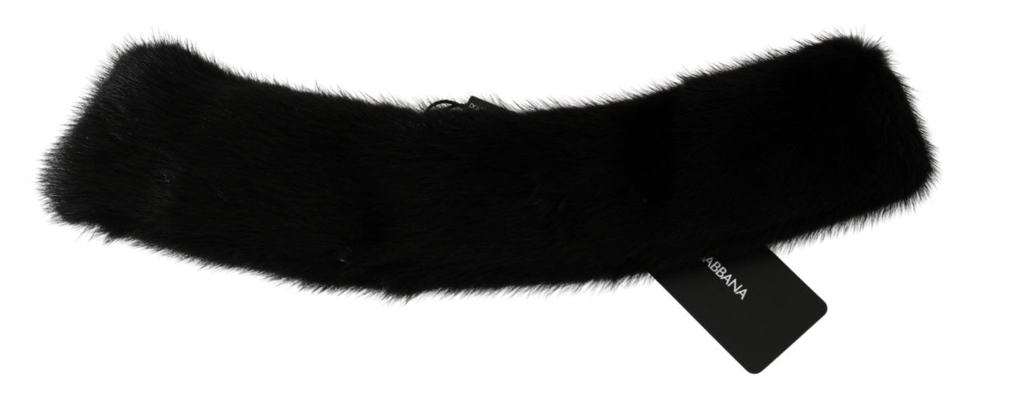 Elegant Black Mink Fur Scarf