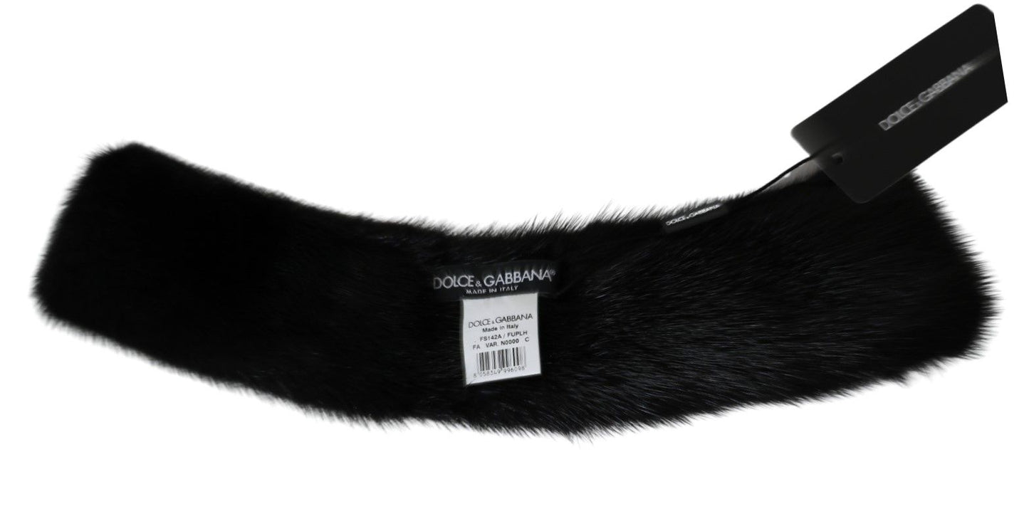 Elegant Black Mink Fur Scarf
