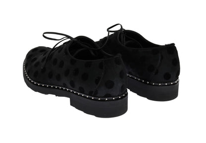 Black Polka Dotted Pony Hair Shoes