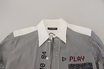 Classic Black and White Striped Button-Down Shirt