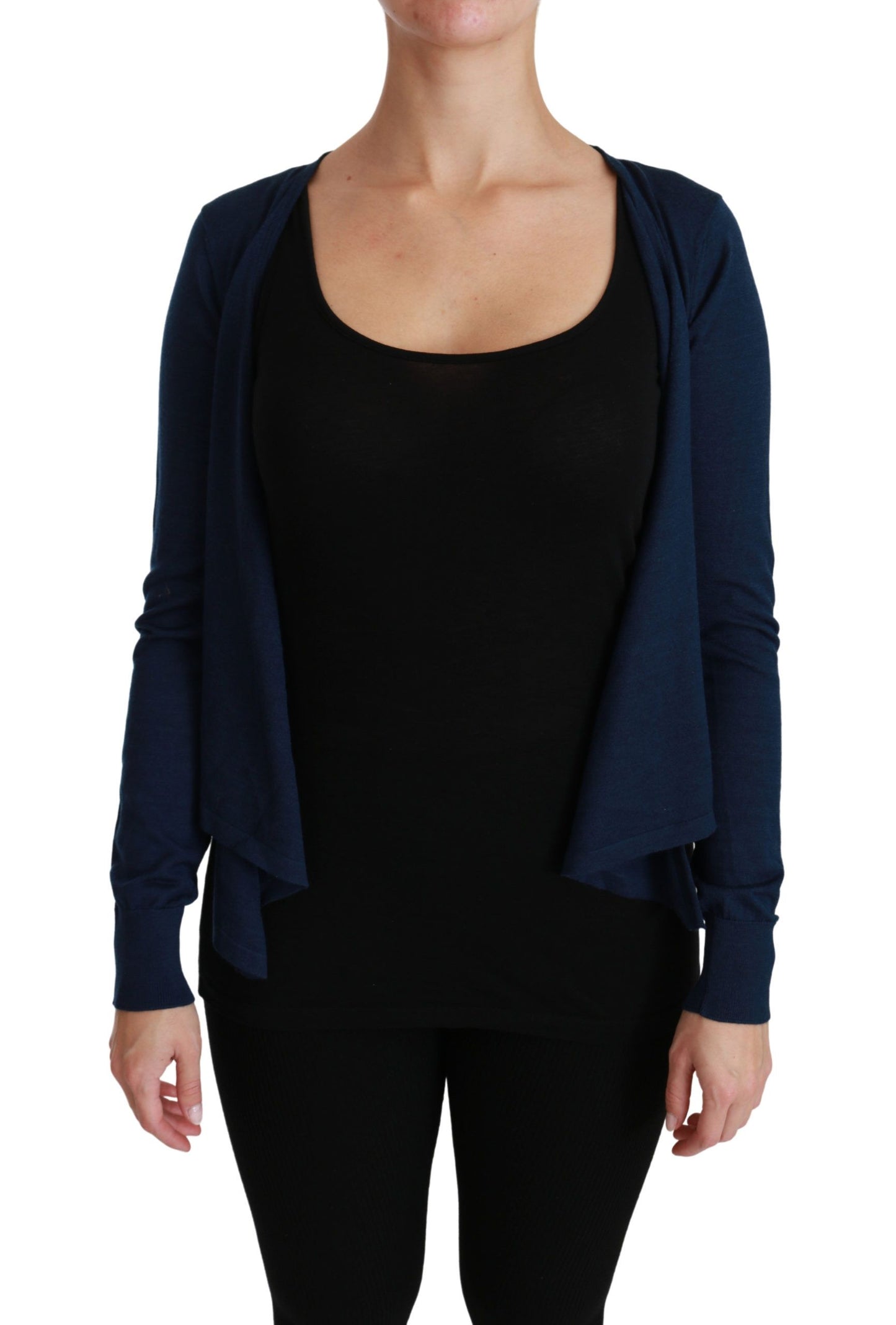 Blue Long Sleeve Cardigan Vest Cashmere Sweater