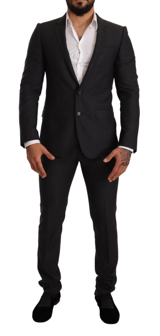 Elegant Gray Martini Wool Suit