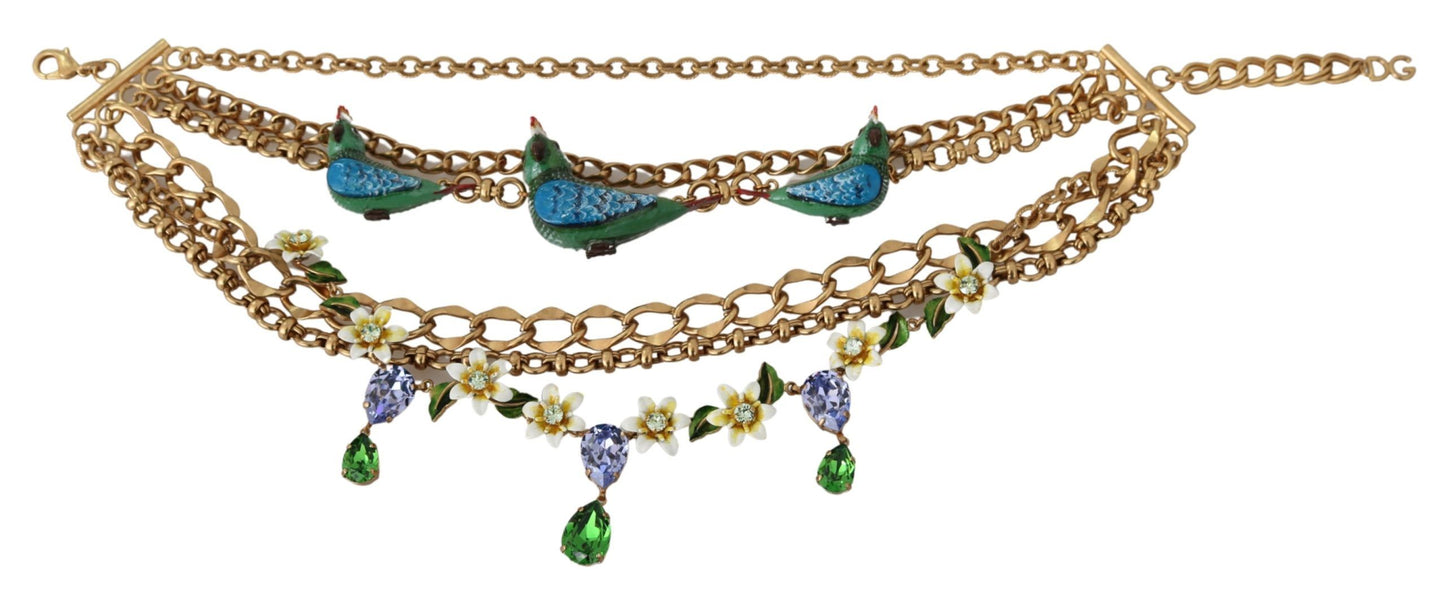 Exquisite Crystal and Brass Necklace