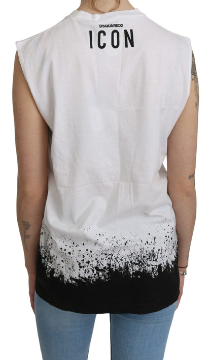 White Sleeveless T-shirt Tank Cotton Top